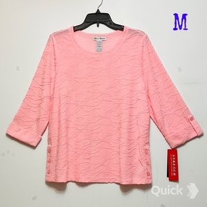 M - NWT Rebecca Malone Textured Roll-Tab Top